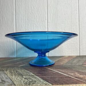 vintage Viking glass "Bluenique" Cobalt blue pedestal compote bowl 11.5”